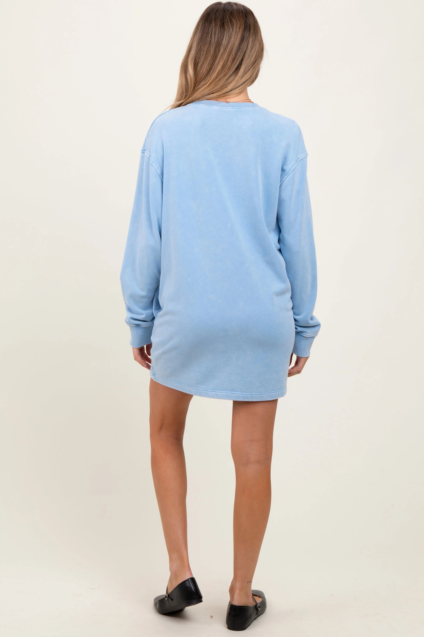 PinkBlush Blue Long Sleeve Oversized Sweatshirt Maternity Mini Dress - 