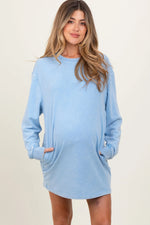 PinkBlush Blue Long Sleeve Oversized Sweatshirt Maternity Mini Dress - 