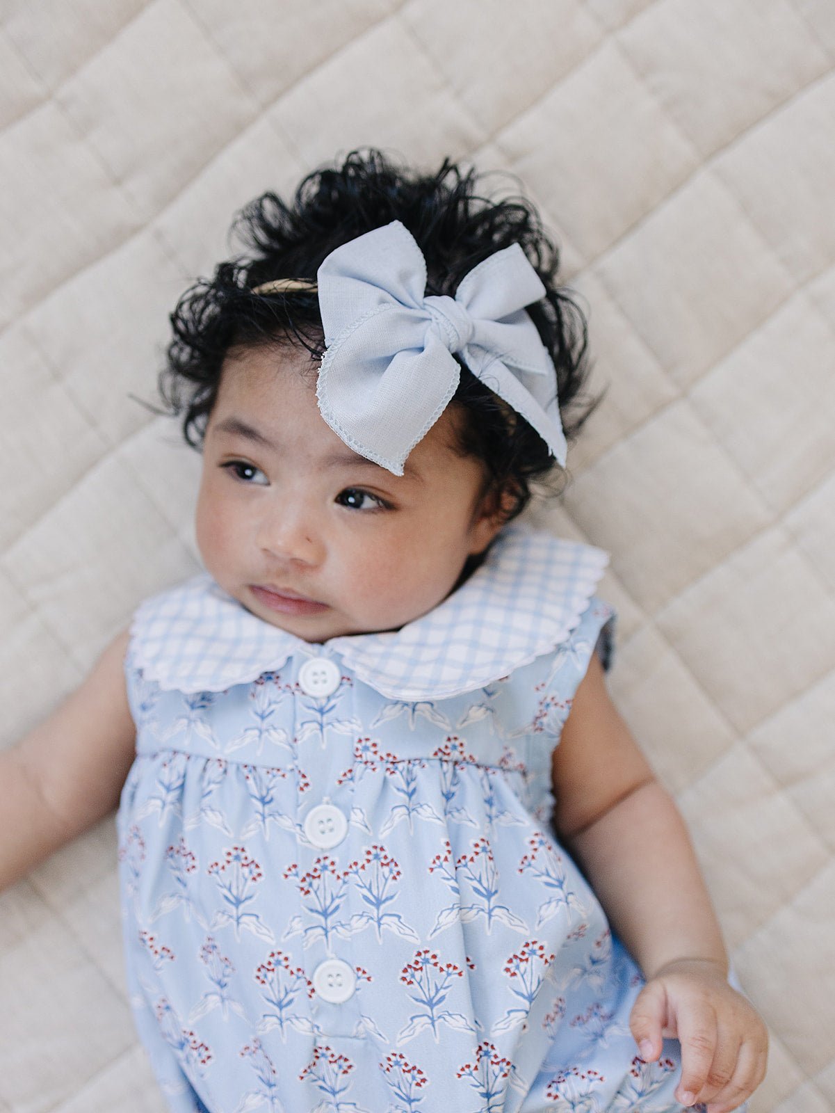 Mebie Baby Blue Meadow Bubble Romper Mebie Baby Soft Fabric For Daily Play - 
