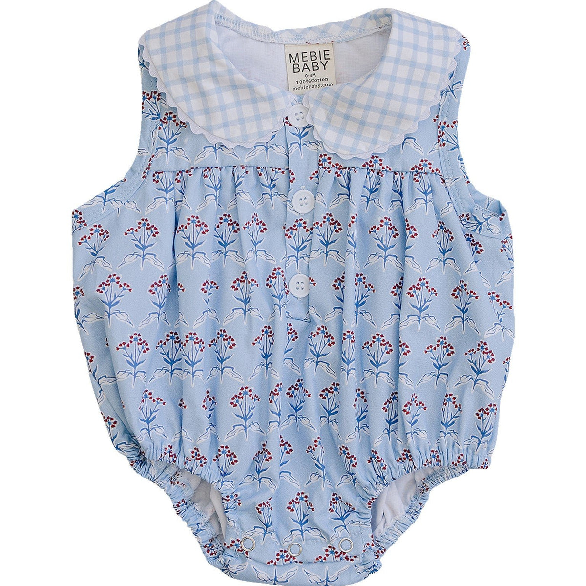 Mebie Baby Blue Meadow Bubble Romper Mebie Baby Soft Fabric For Daily Play - 