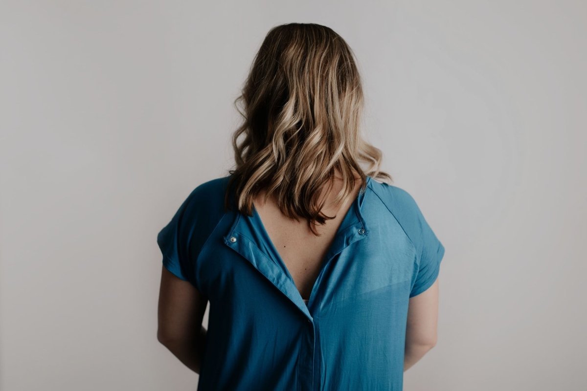 Three Little Tots Blue Mommy Labor and Delivery Nursing Hospital Gown - 