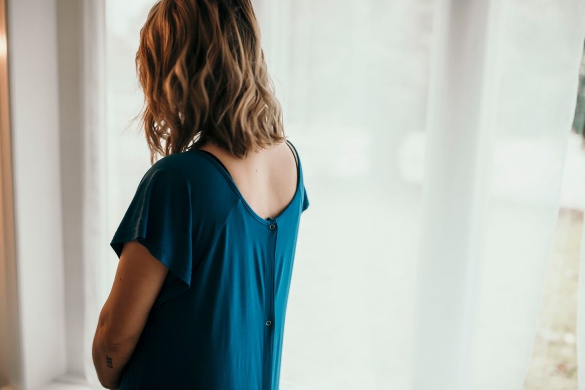 Three Little Tots Blue Mommy Labor and Delivery Nursing Hospital Gown - 