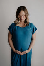 Three Little Tots Blue Mommy Labor and Delivery Nursing Hospital Gown - 