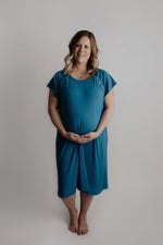 Three Little Tots Blue Mommy Labor and Delivery Nursing Hospital Gown - 