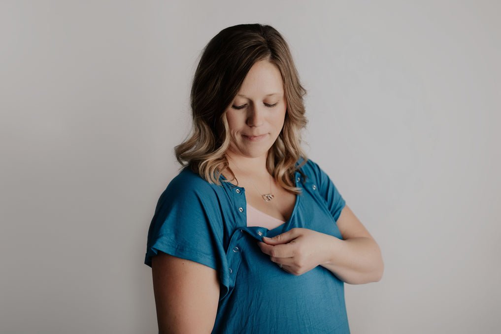 Three Little Tots Blue Mommy Labor and Delivery Nursing Hospital Gown - 