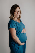 Three Little Tots Blue Mommy Labor and Delivery Nursing Hospital Gown - 