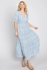 PinkBlush Blue Paisley Print Smocked Tiered Maxi Dress - 