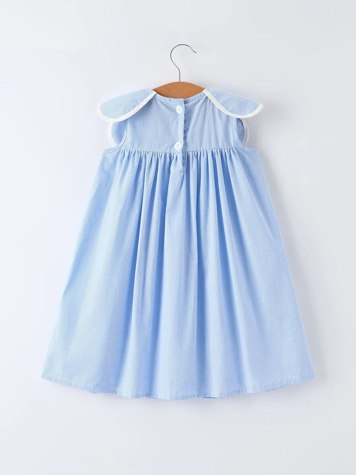 Blue Smocked Peter Pan Collar Bishop Christening Girls Dress Rylee Faith Designs 