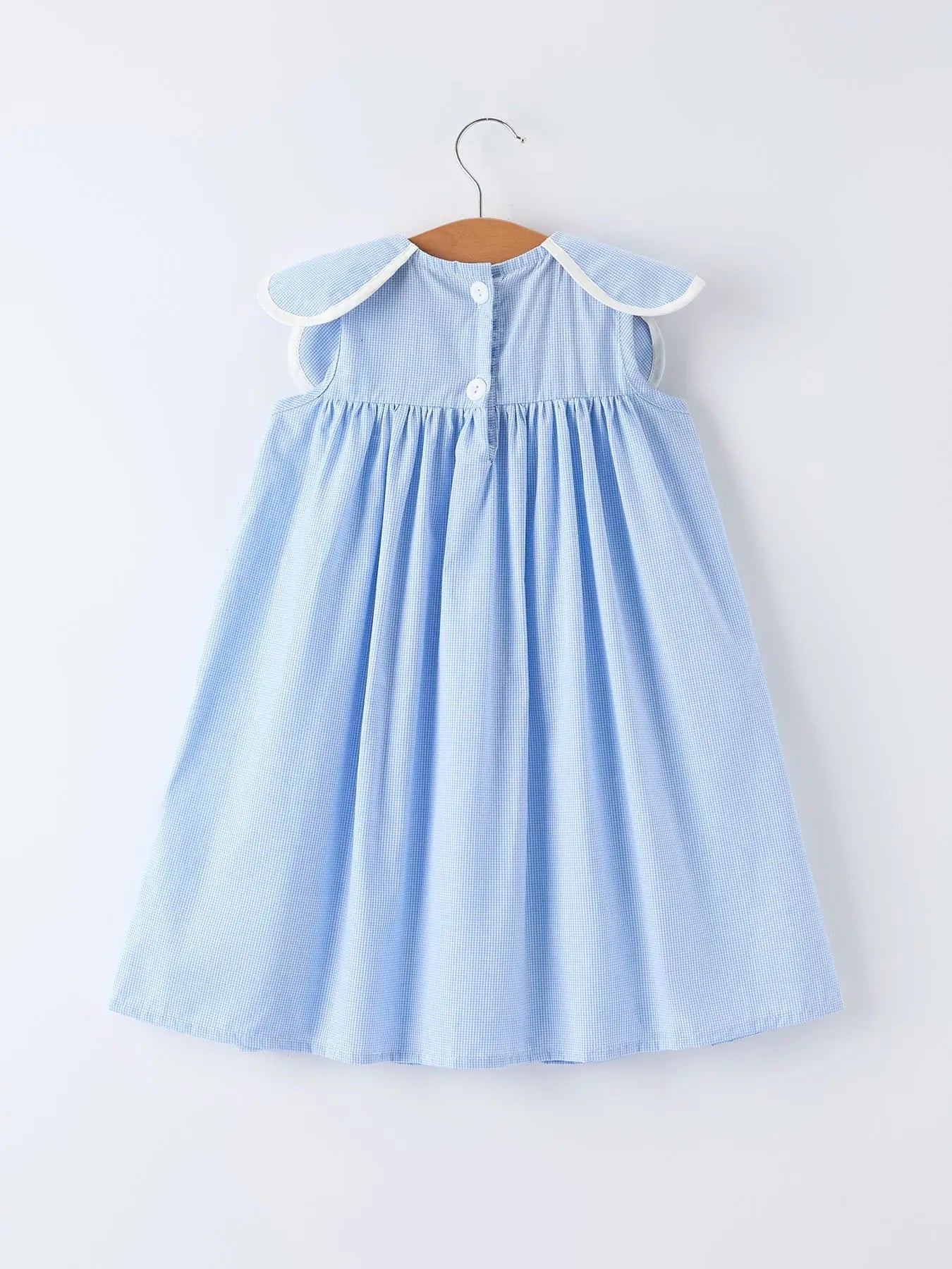 Blue Smocked Peter Pan Collar Bishop Christening Girls Dress Rylee Faith Designs 