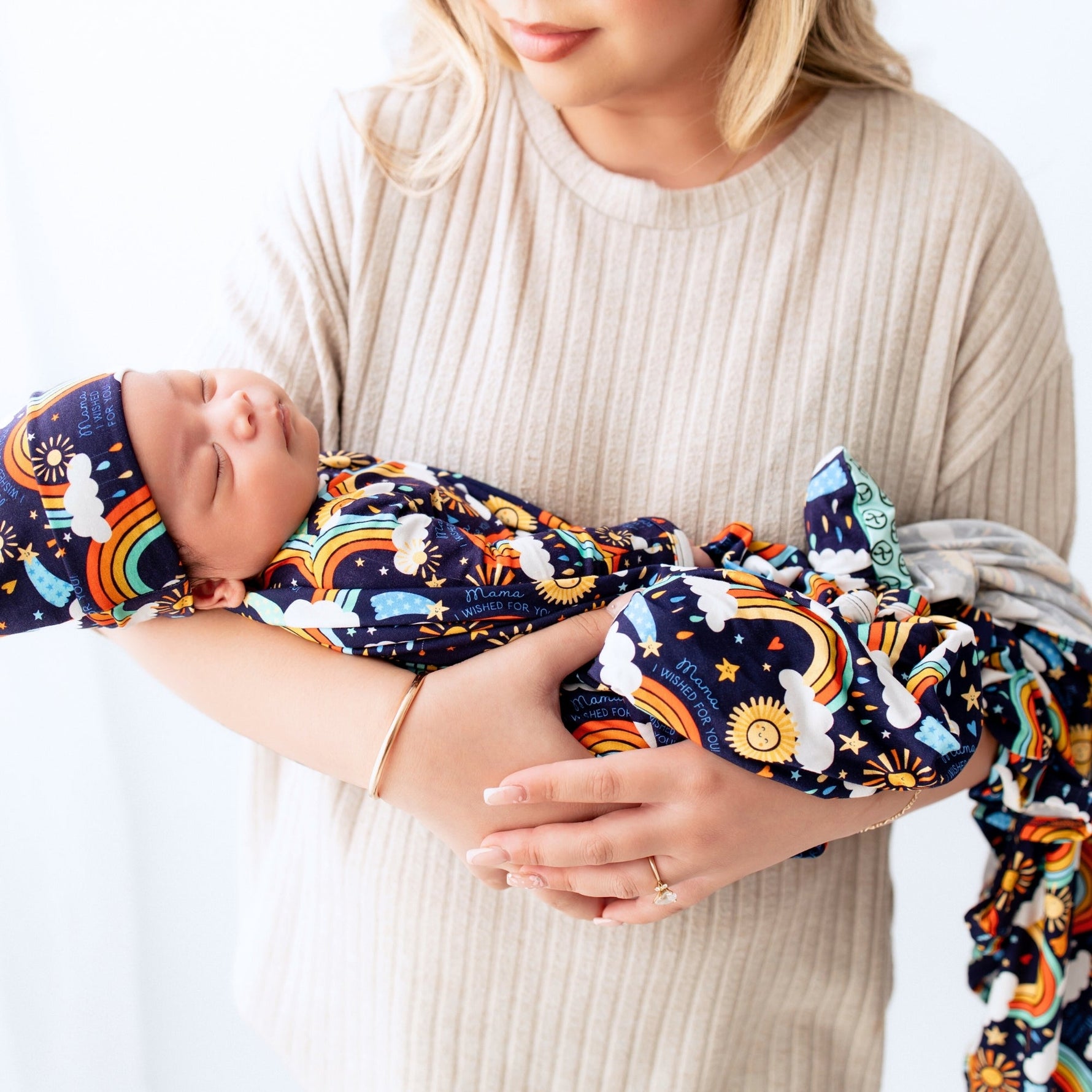 Organic The Forever Swaddle Blanket | Here Comes the Sunshine (Blue) by Raising Mama at Everetts Place