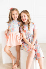 Mila & Rose ® Blue Retro Unicorns S/S Ruffle Tee - 