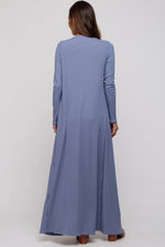 PinkBlush Blue Ribbed Sleeveless Dress Cardigan Maternity Set - 