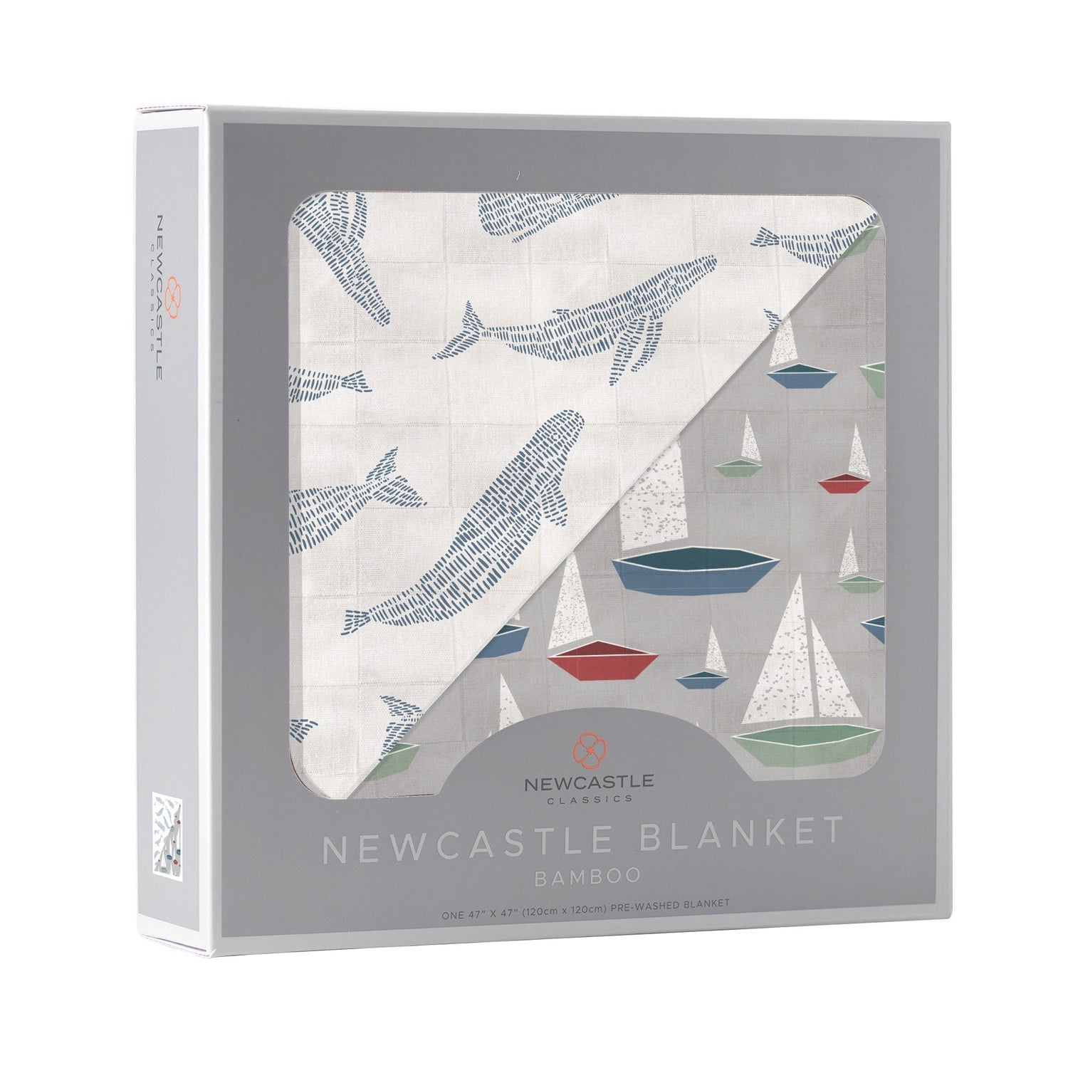 Newcastle Classics Bamboo Muslin Blanket with Whale and Sailboat Design for Kids - Home & Garden > Linens & Bedding > Bedding > Blankets Bamboo Newcastle Blanket