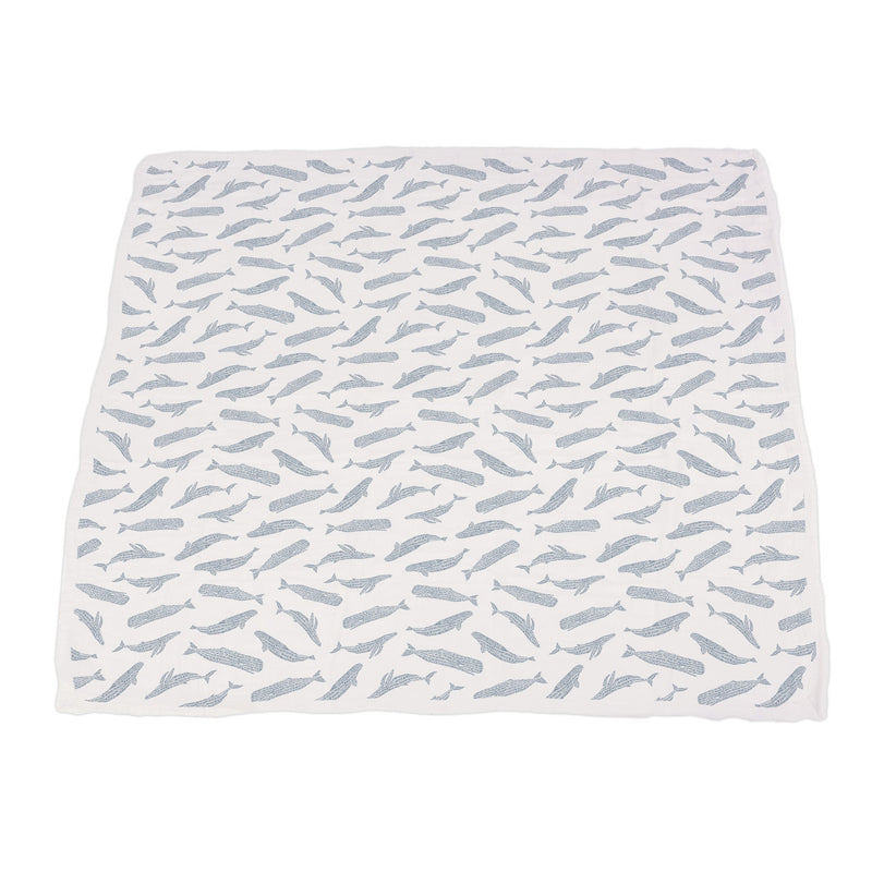 Blue Shadow Whales and Marina Sailboats Bamboo Muslin Blanket for Kids 47 x 47 Inches Newcastle Classics