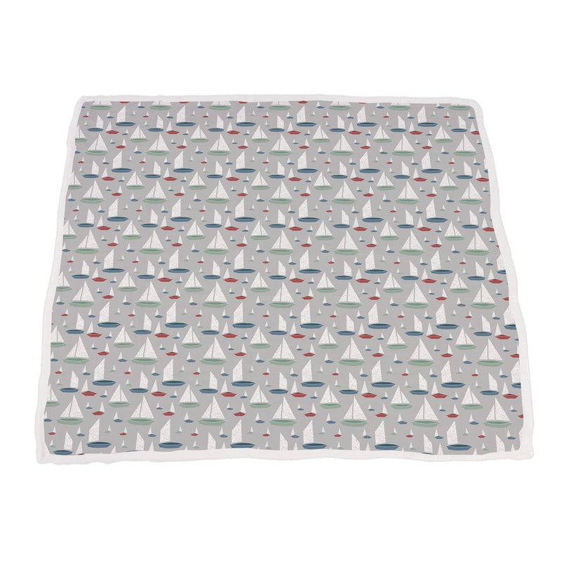 Blue Shadow Whales and Marina Sailboats Bamboo Muslin Blanket for Kids 47 x 47 Inches Newcastle Classics