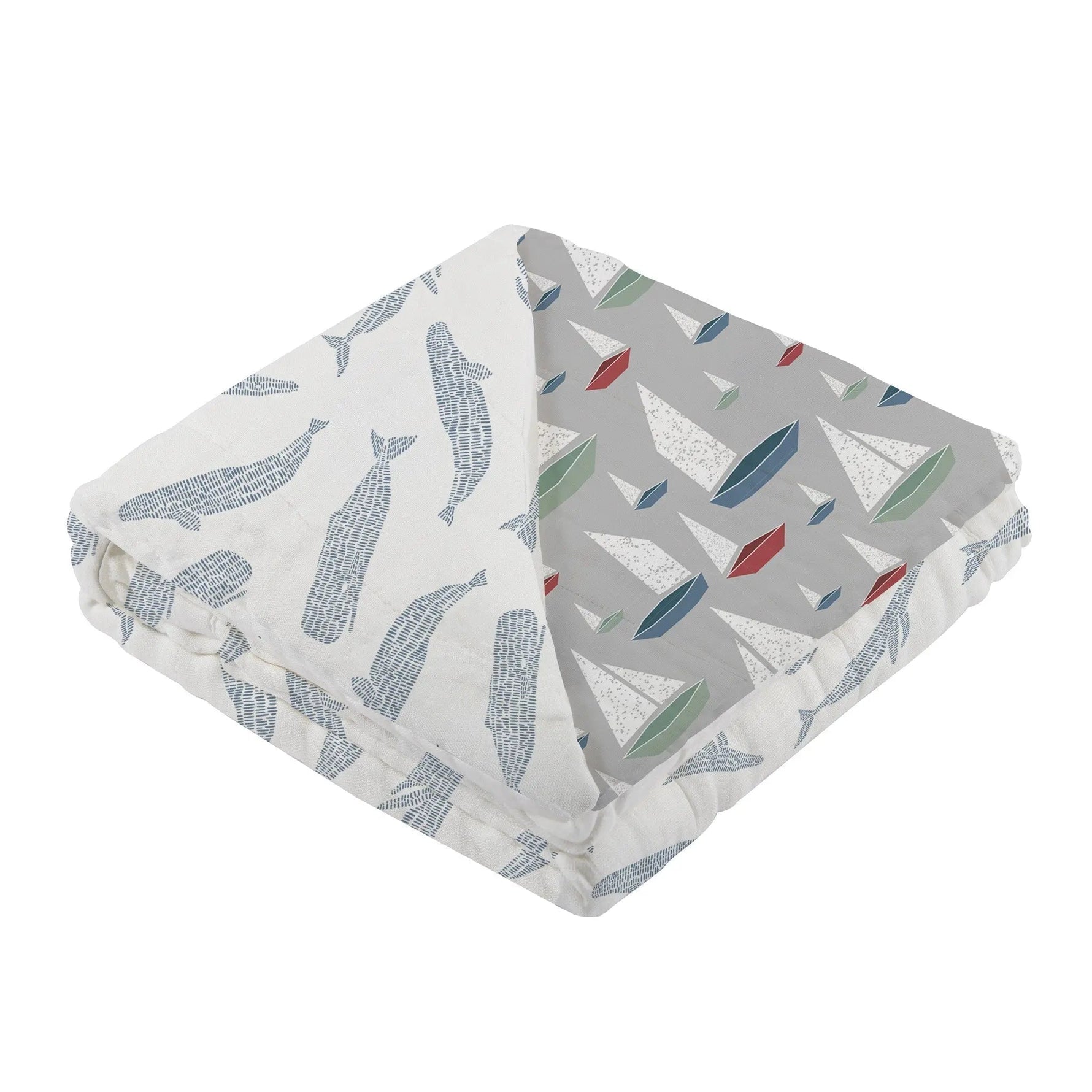 Newcastle Classics Blue Shadow Whales and Marina Sailboats Bamboo Newcastle Blanket - 