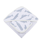 Newcastle Classics Blue Shadow Whales Bamboo Hooded Towel Set for Cozy Bath Time for Kids - Baby & Toddler > Baby Bathing Bamboo Hooded Towel & Washcloth Set
