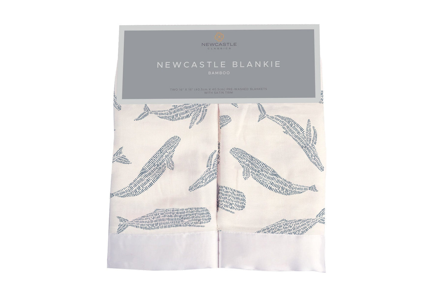 Blue Shadow Whales Bamboo Newcastle Blankie Security Blanket Newcastle Classics
