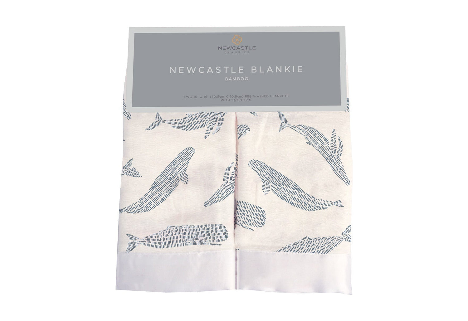 Newcastle Classics Blue Shadow Whales Bamboo Security Blanket for Comforting Infants - Baby & Toddler > Swaddling & Receiving Blankets > Receiving Blankets Bamboo Security Blanket