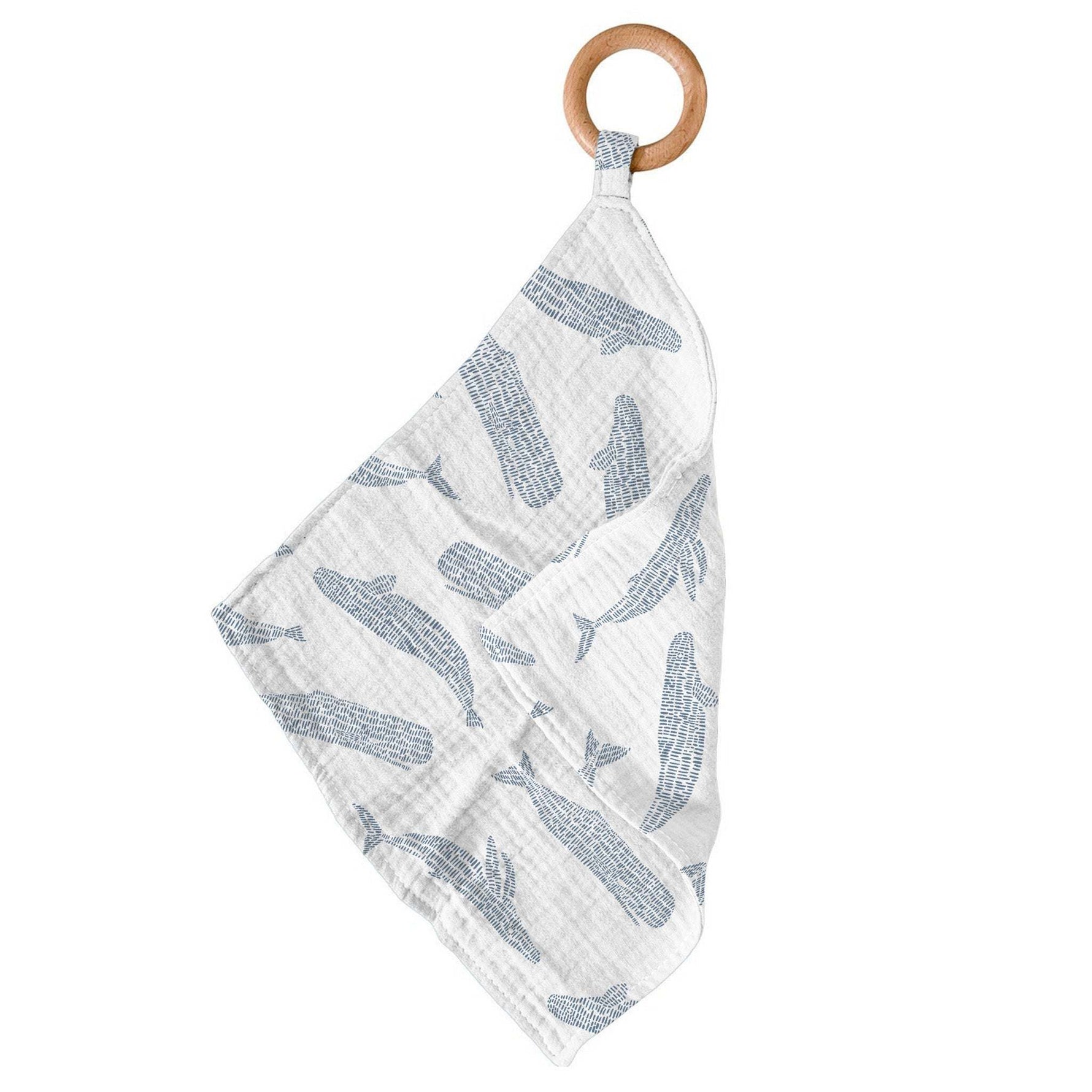 Newcastle Classics Blue Shadow Whales Bamboo Teether with Removable Wood Ring for Infants - Baby & Toddler > Baby Health > Pacifiers & Teethers > Teethers Bamboo Blankie Teether