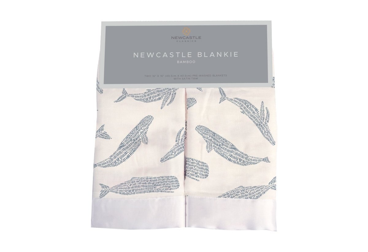 Newcastle Classics Blue Shadow Whales Bamboo Security Blanket for Comforting Infants - Everetts Place Boutique -