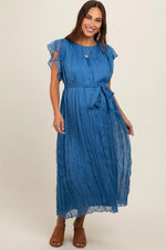 Blue Short Sleeve Crinkle Self Tie Maternity Dress - Textile, Dress, One-piece garment, Day Dress, Fashion design | Everetts Place