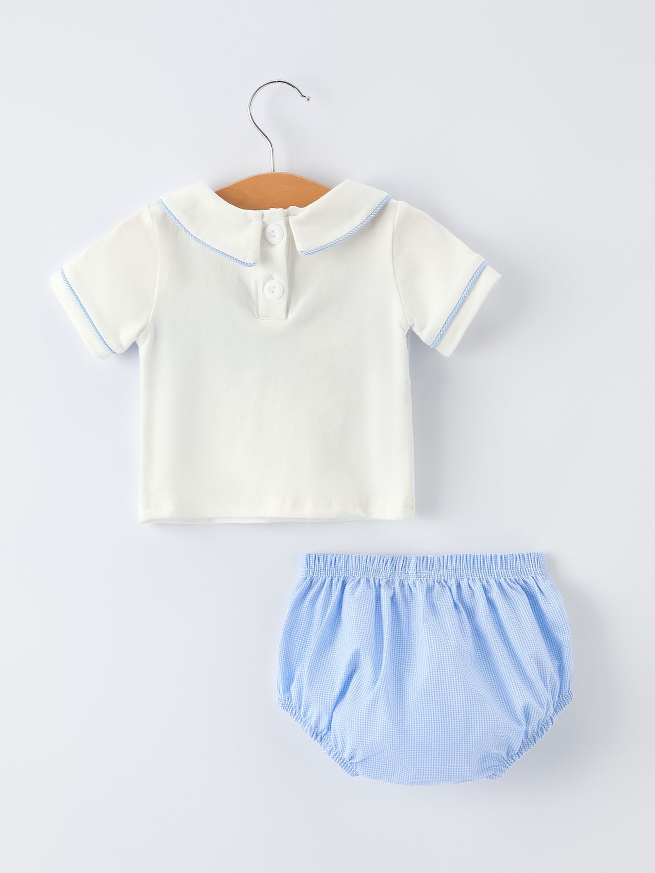 Rylee Faith Designs Blue Smocked Church Christ Bishop Christening Baby Boy Bloomer Set