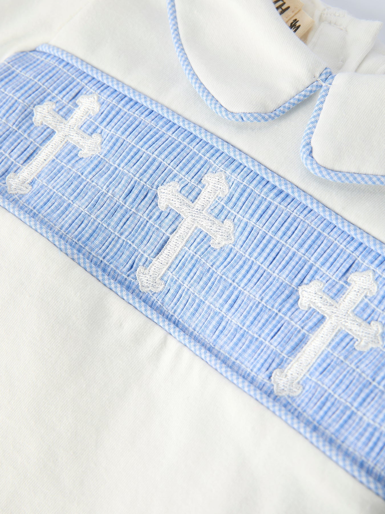 Rylee Faith Designs Blue Smocked Church Christ Bishop Christening Baby Boy Bloomer Set