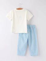 Rylee Faith Designs Blue Smocked Church Christ Bishop Christening Toddler Boys Set - Everetts Place Boutique - 