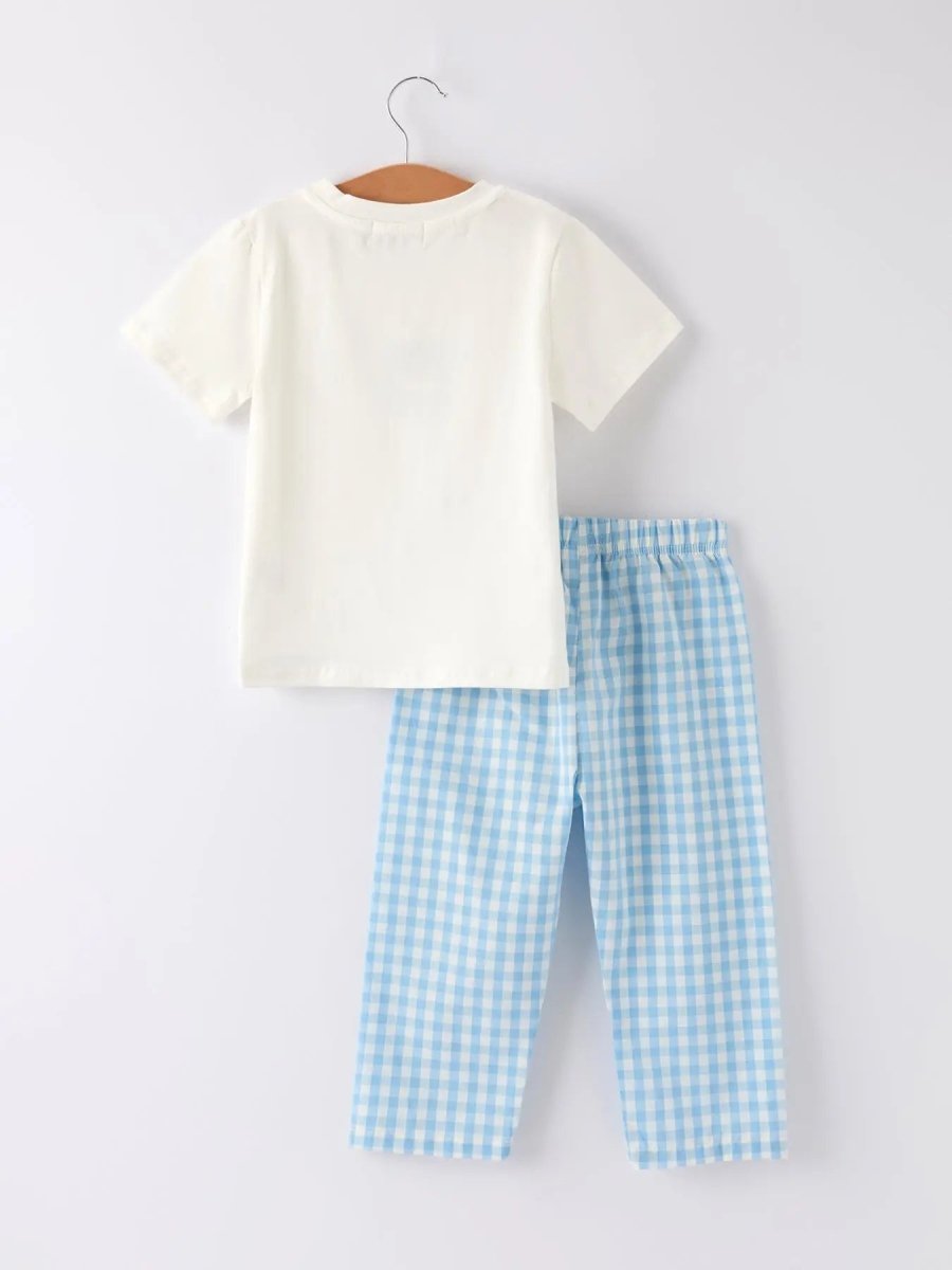 Rylee Faith Designs Blue Smocked Church Christ Bishop Christening Toddler Boys Set - Everetts Place Boutique - 