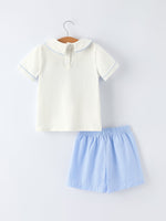 Rylee Faith Designs Blue Smocked Church Christ Bishop Christening Toddler Boys'Set