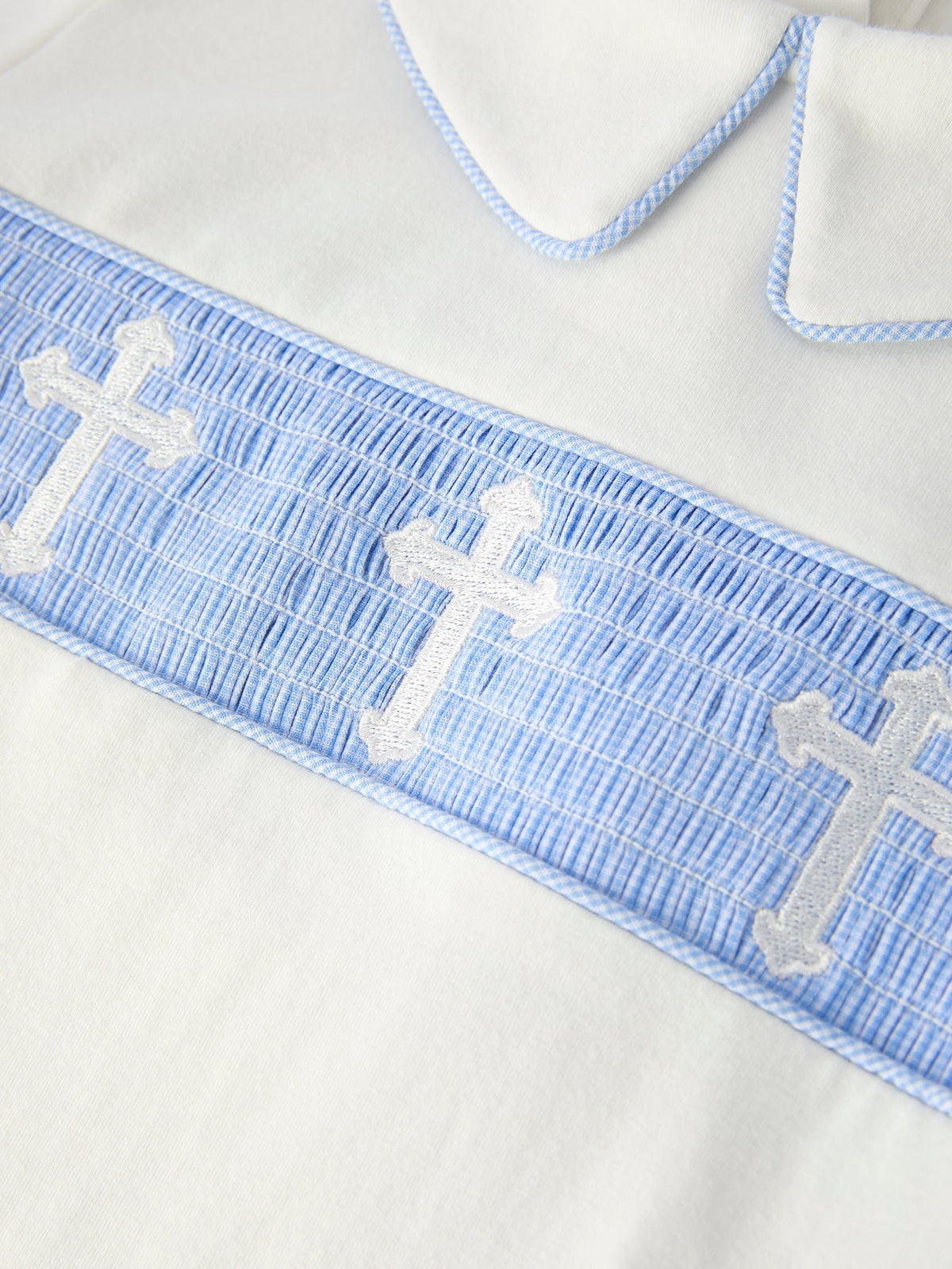 Rylee Faith Designs Blue Smocked Church Christ Bishop Christening Toddler Boys'Set