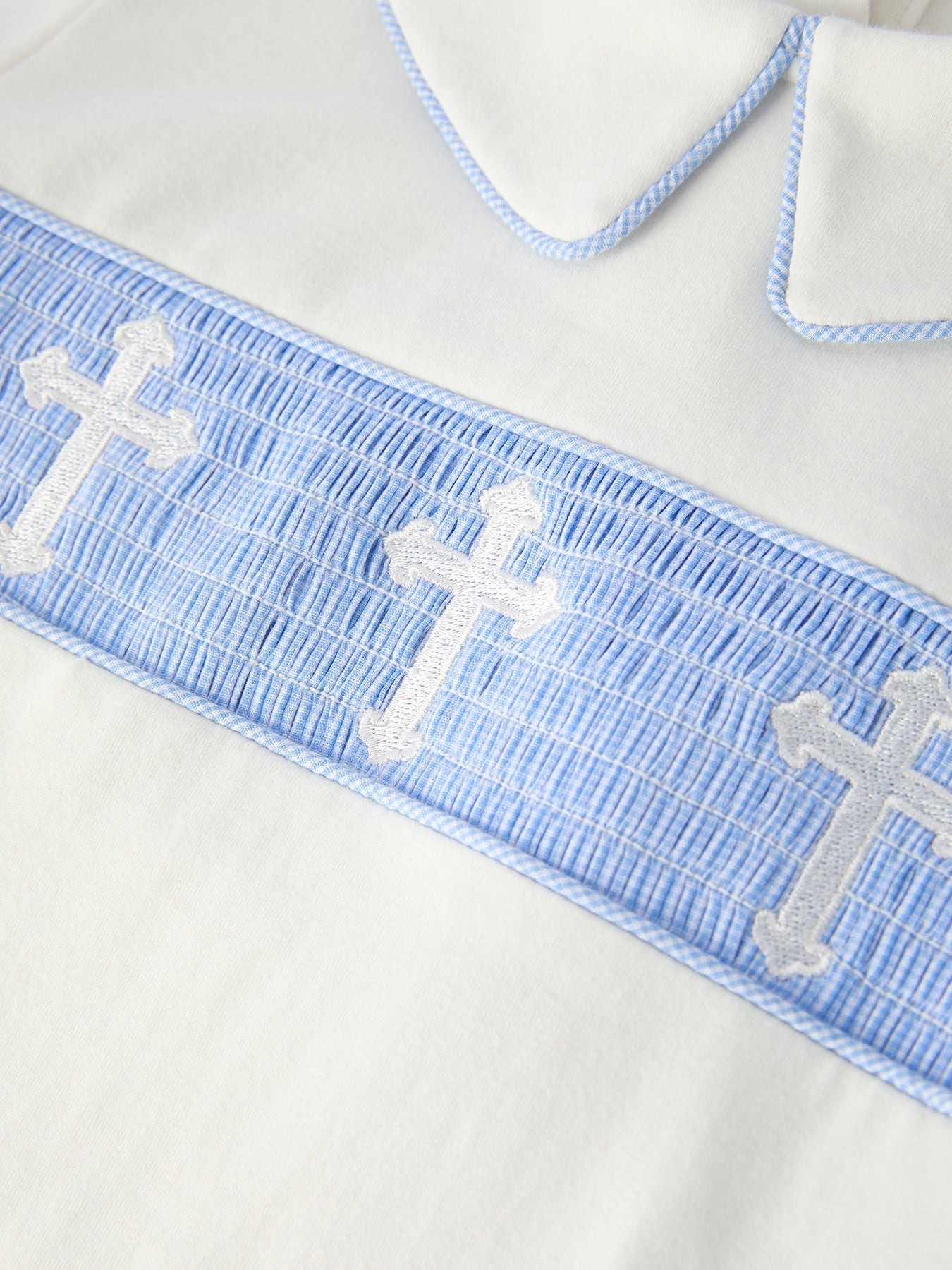 Rylee Faith Designs Blue Smocked Church Christ Bishop Christening Toddler Boys'Set
