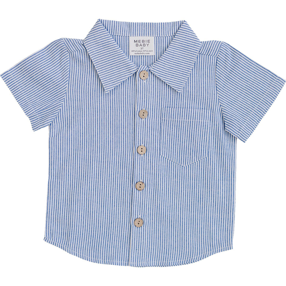 Mebie Baby Blue Stripe Button Up Pocket Shirt For Baby Mebie Baby - 