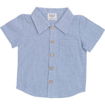 Mebie Baby Blue Stripe Button Up Pocket Shirt For Baby Mebie Baby - 