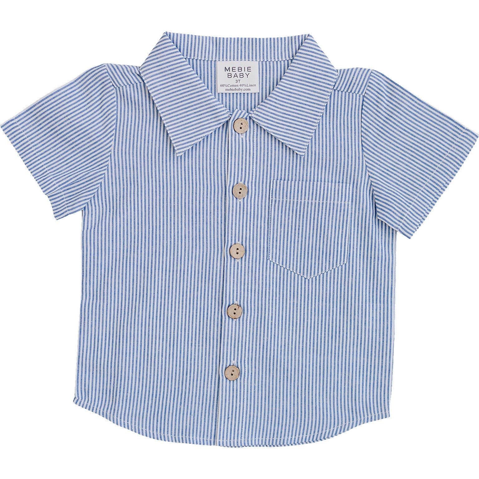 Mebie Baby Blue Stripe Button Up Pocket Shirt For Baby Mebie Baby - 