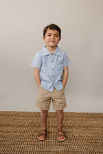Mebie Baby Blue Stripe Button Up Pocket Shirt For Baby Mebie Baby - 