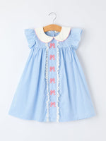 Rylee Faith Designs Blue Stripe Girl Dress Petal Peter Pan Collar BowEveretts Place