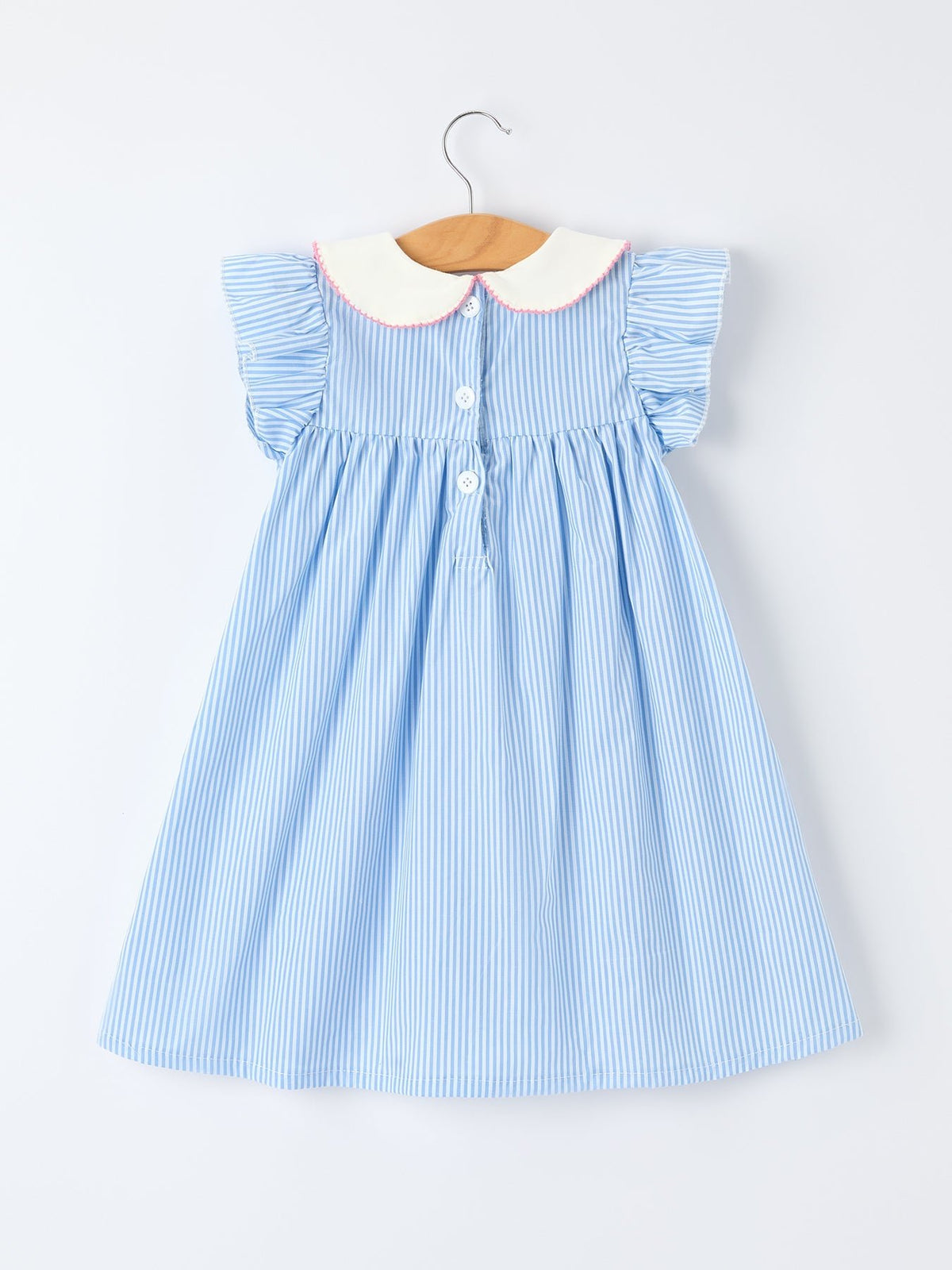 Rylee Faith Designs Blue Stripe Girl Dress Petal Peter Pan Collar BowEveretts Place