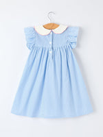 Rylee Faith Designs Blue Stripe Girl Dress Petal Peter Pan Collar BowEveretts Place