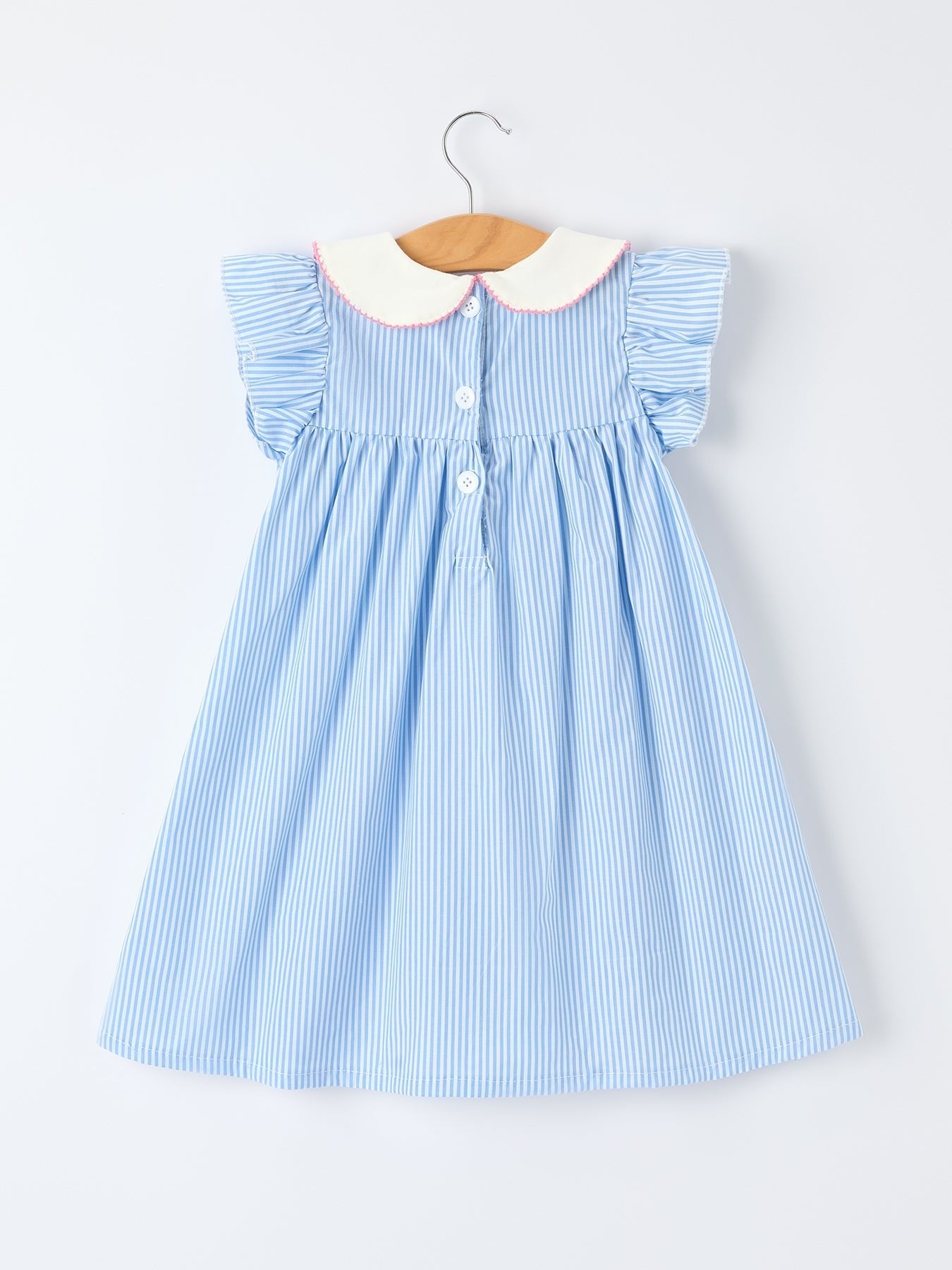 Rylee Faith Designs Blue Stripe Girl Dress Petal Peter Pan Collar BowEveretts Place