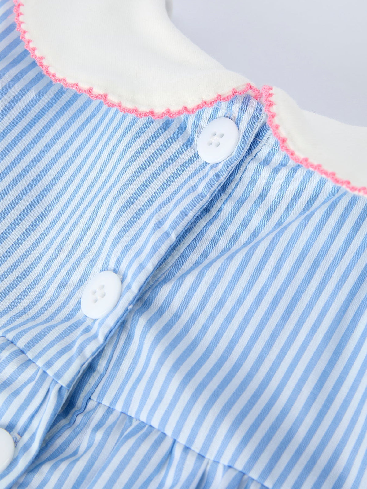 Rylee Faith Designs Blue Stripe Girl Dress Petal Peter Pan Collar BowEveretts Place