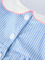 Rylee Faith Designs Blue Stripe Girl Dress Petal Peter Pan Collar BowEveretts Place
