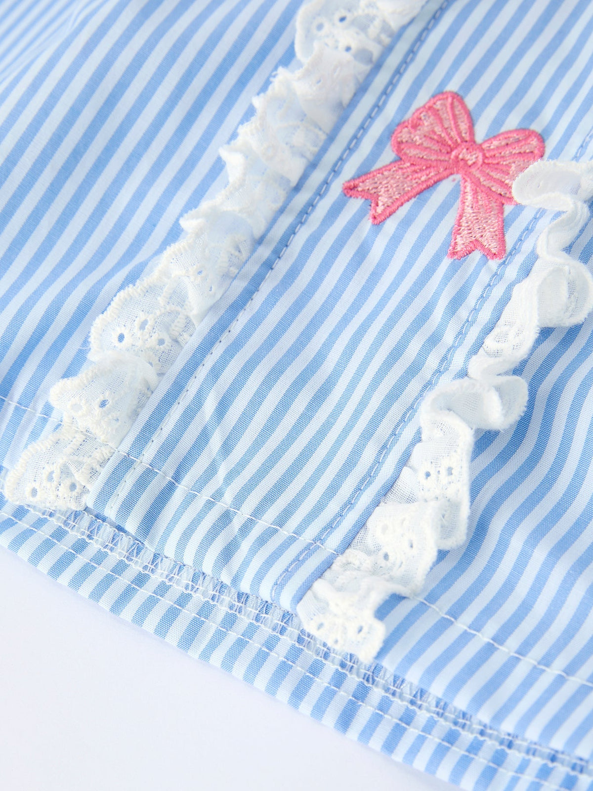 Rylee Faith Designs Blue Stripe Girl Dress Petal Peter Pan Collar BowEveretts Place