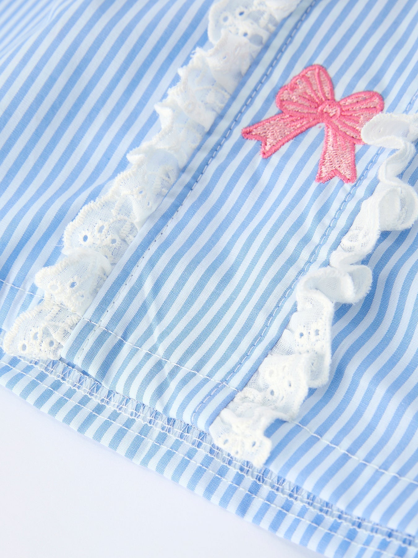 Rylee Faith Designs Blue Stripe Girl Dress Petal Peter Pan Collar BowEveretts Place