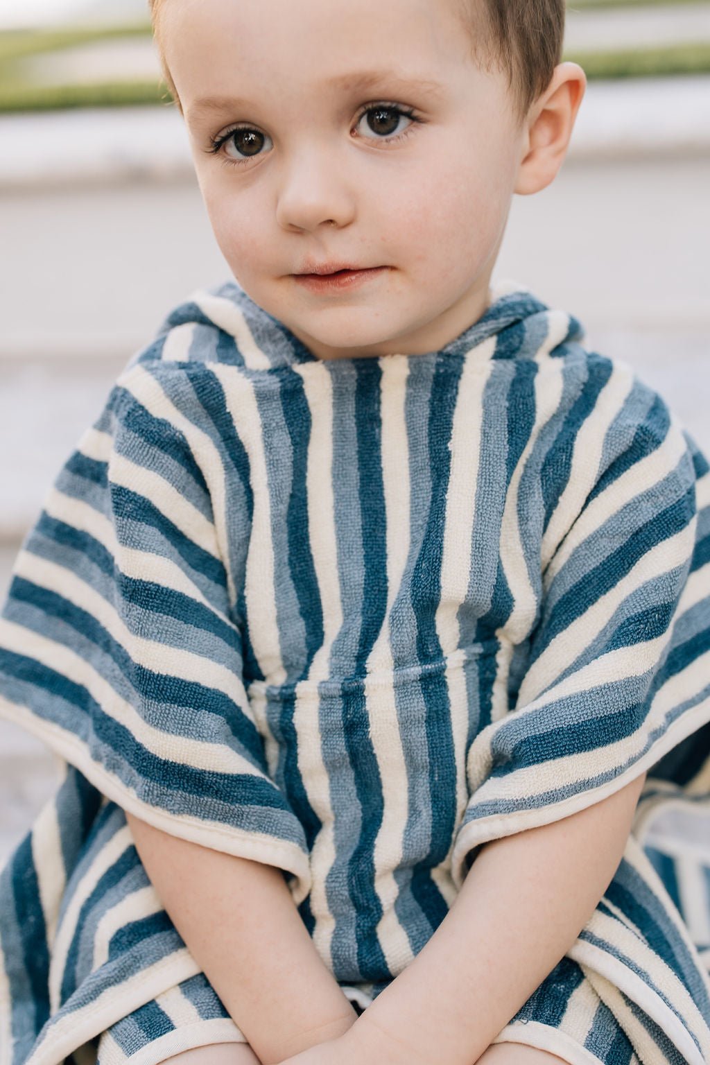 Mebie Baby Blue Stripe Organic Cotton Beach Poncho - 