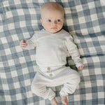 Mebie Baby Blue Stripe Pointelle Layette Set