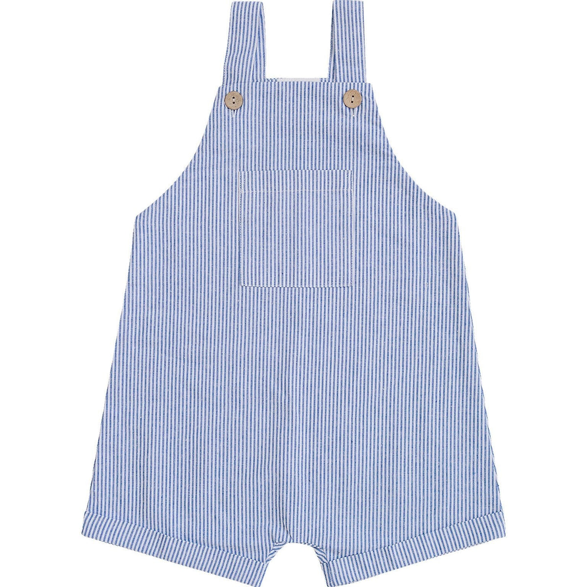 Blue Stripe Short Linen Overalls - Overall, Baby & Toddler Clothing, One-piece garment, Pocket, Pattern | Everetts Place