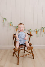 Mebie Baby Blue Stripe Short Linen Overalls - 