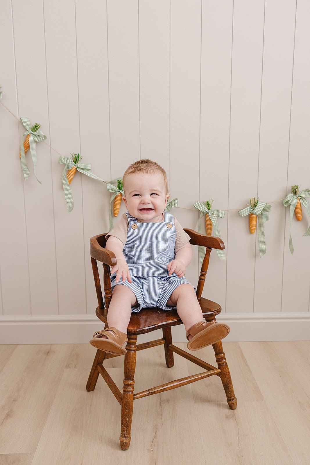 Mebie Baby Blue Stripe Short Linen Overalls - 